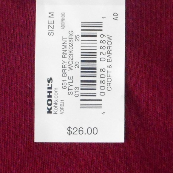 Croft Barrow Top M Red Long Sleeve Christmas Ornaments Rhinestones WC23K028RG - Picture 9 of 9